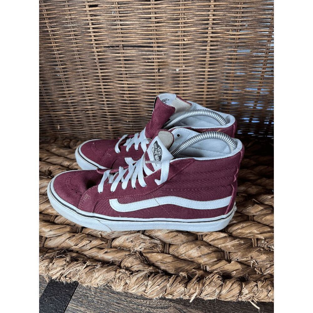 VANS Sk8-Hi Women's Burgundy White Suede Skateboarding Sneakers Shoes Size 8 - Picture 6 of 8